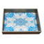 Handmade Reverse Painted Mirror Tray with Handles in Sky Blue - Medium
