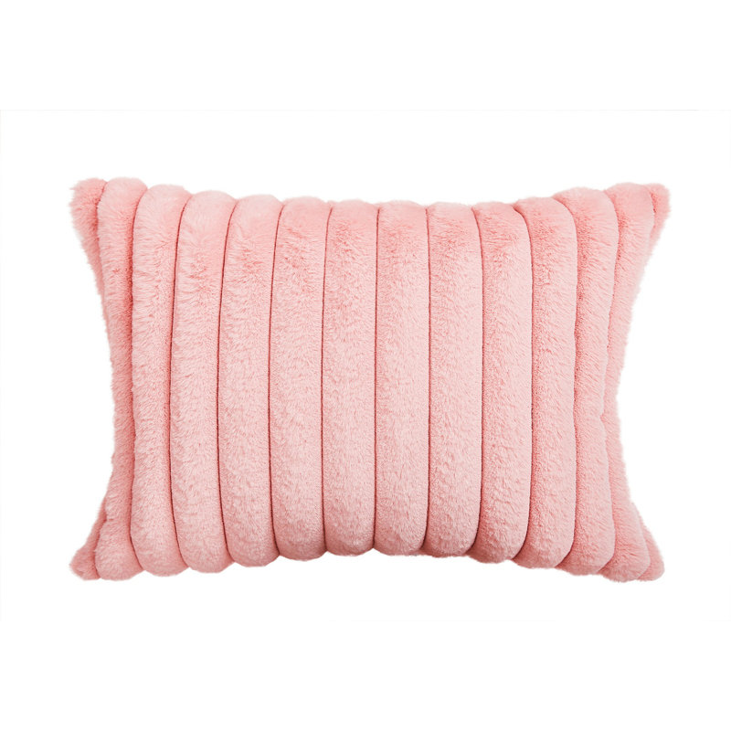 Housse et insert de coussin rectangulaire en fausse fourrure, Rose clair