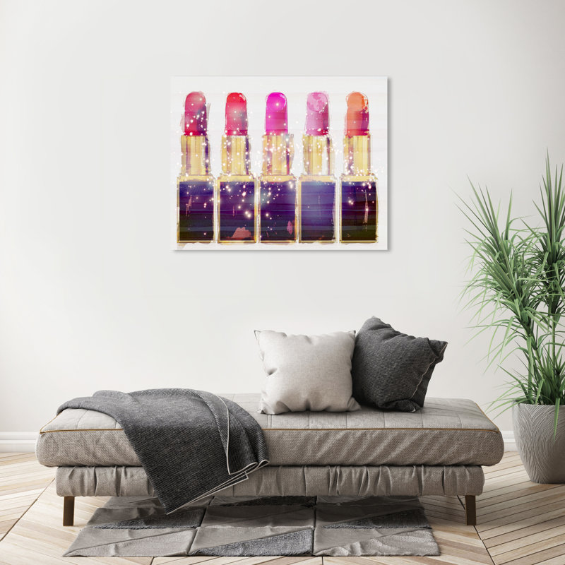 Wynwood Studio Fashion and Glam Contemporary - Collection de rouge à lèvres rose, art mural pour la décoration intérieure