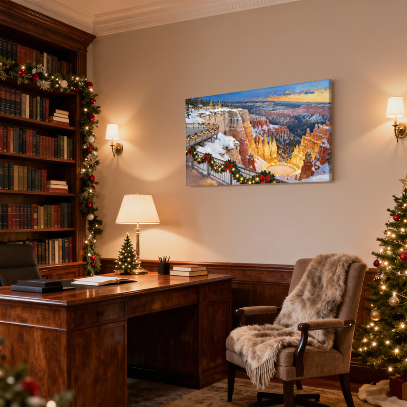 «Christmas Winter Canyon Christmas Lights», ensemble de 3 impressions sur toile, H 24 po x l 36 po