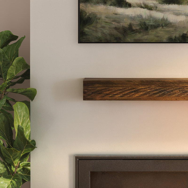 Camden Rustic Fireplace Shelf Mantel, 60", Dark Brown Wood