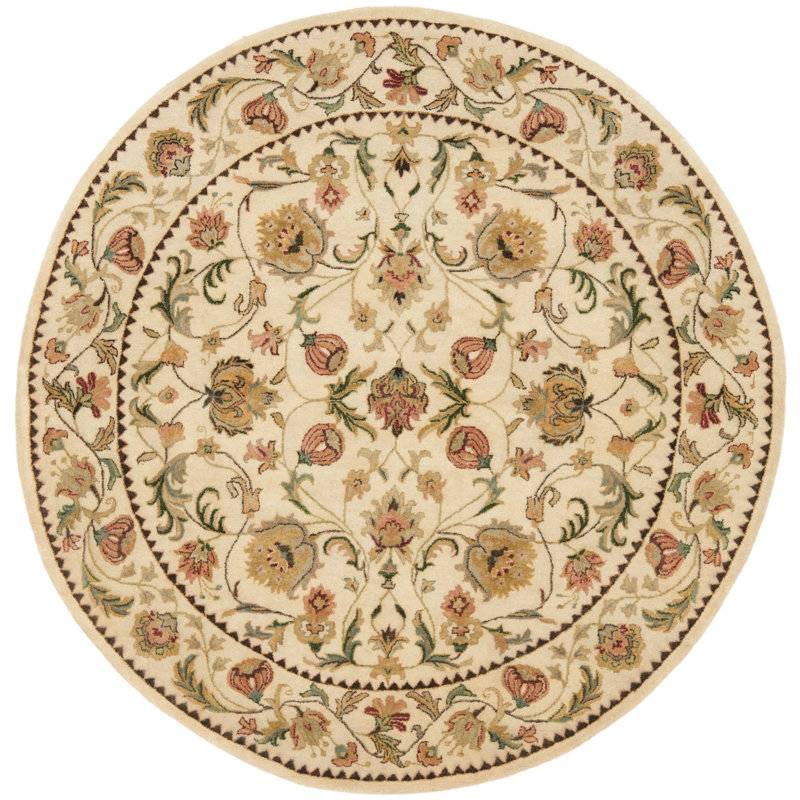 Tapis floral en laine touffeté à la main Molter Bergama, Rond 8 pi