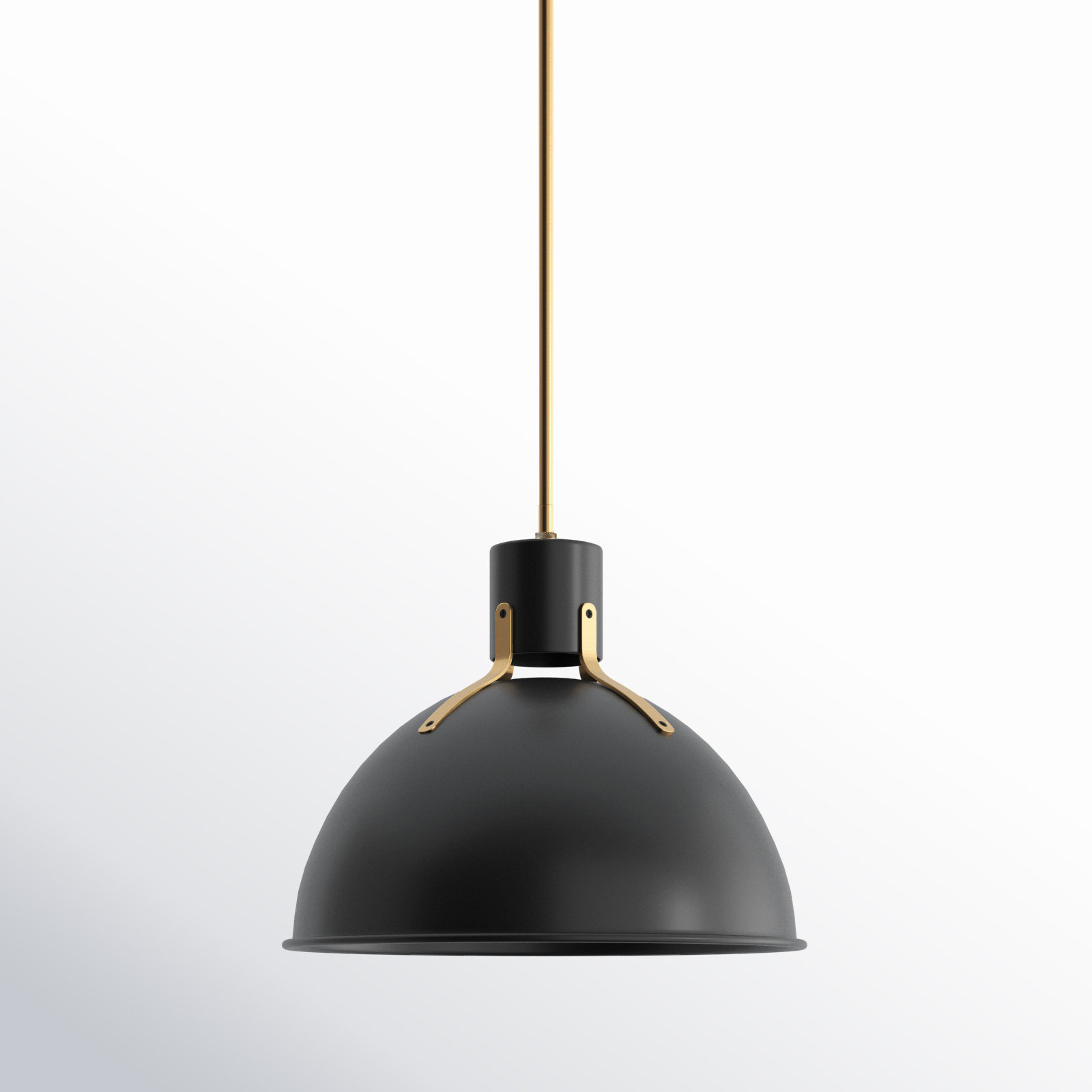 Clendon 1 - Light Single Dome Pendant, Satin Black, 12.25" H x 14" W x 14" D, Satin Black