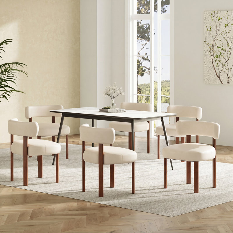 Chaise d'appoint rembourrée en similicuir, Beige