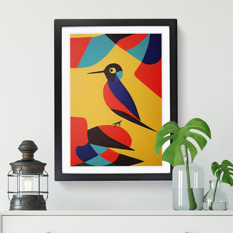 Swallow Bird Abstract Vol.1 - Single Picture Frame Print, Black, 64cm H x 46cm W x 2cm D
