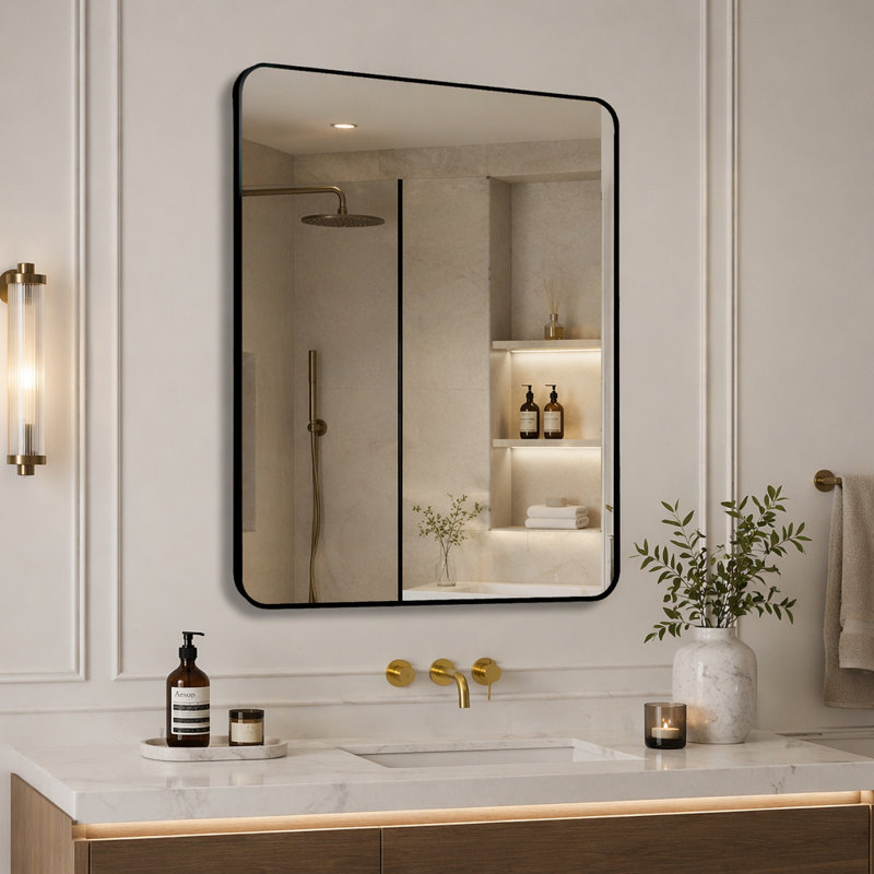 Miroir mural pour salle de bain, 30 po x 36 po, Noir