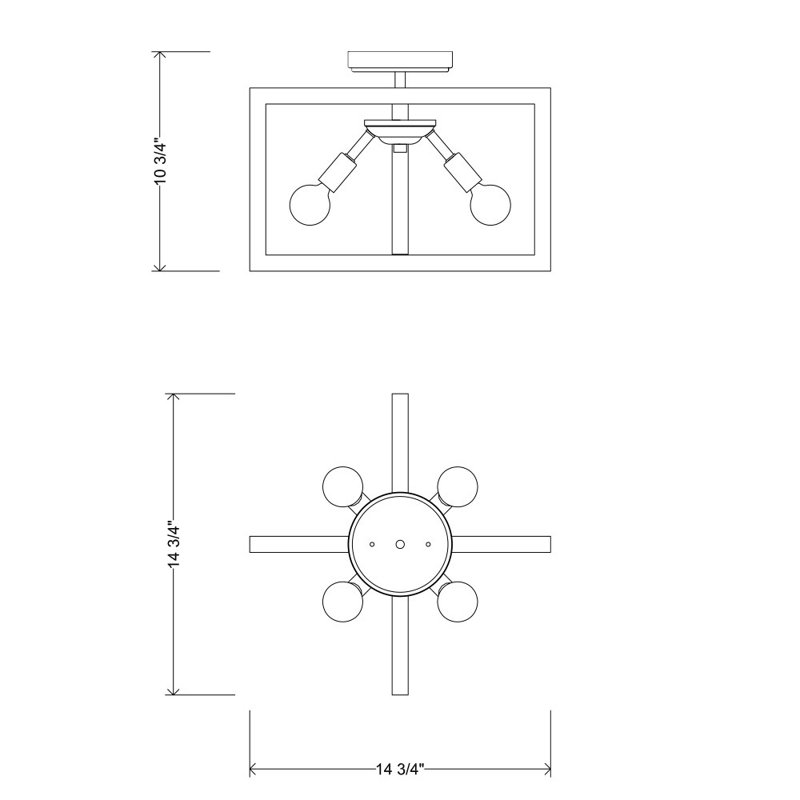 Plafonnier semi-encastré 14,75 po Julien, Argent
