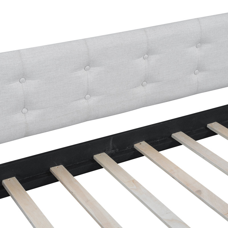 Lit de jour double rembourré avec 4 pieds de soutien, beige, Beige