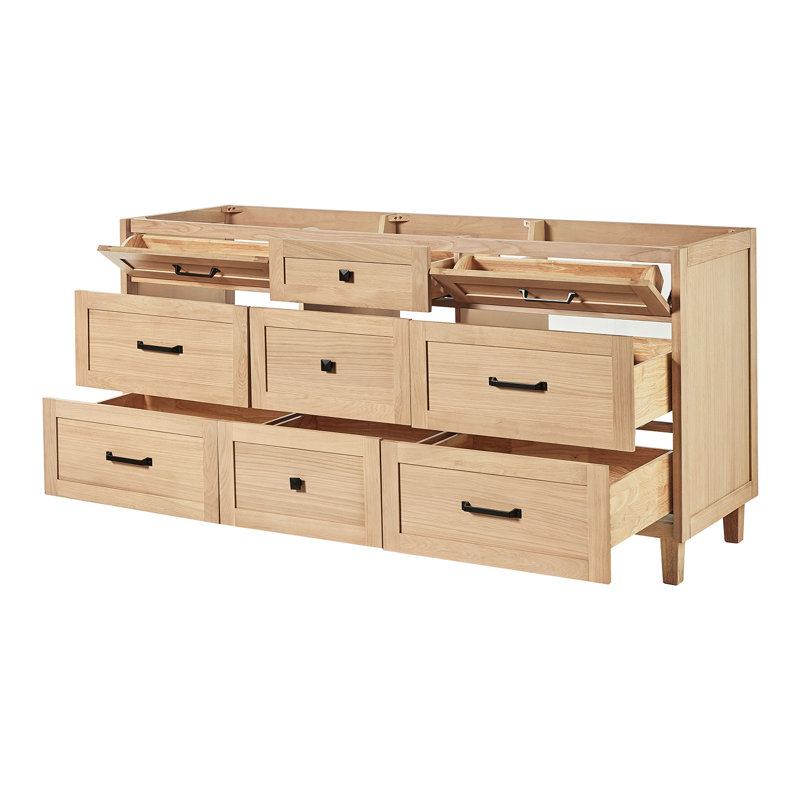 ARIEL Monroe 72 Double Bathroom Vanity Base Only, Oak