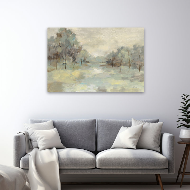 Paysage scénique - brun, gris, vert, gris, H 48 po x l 32 po