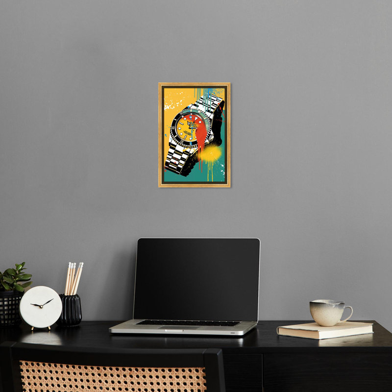 «Watch Splash», art mural graffiti urbain par Notoriart, H 16 po x l 11 po, Cadre noir