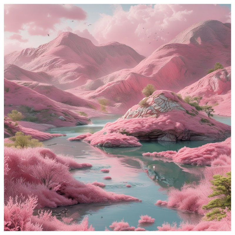 Housses de couette Pink Mountain Landscape, Grand lit