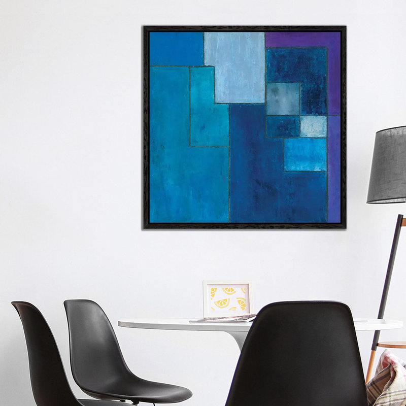 Ultra Blue Violet by Stephen Cimini - Painting on Canvas, 93.98 cm H x 93.98 cm W, Black Framed