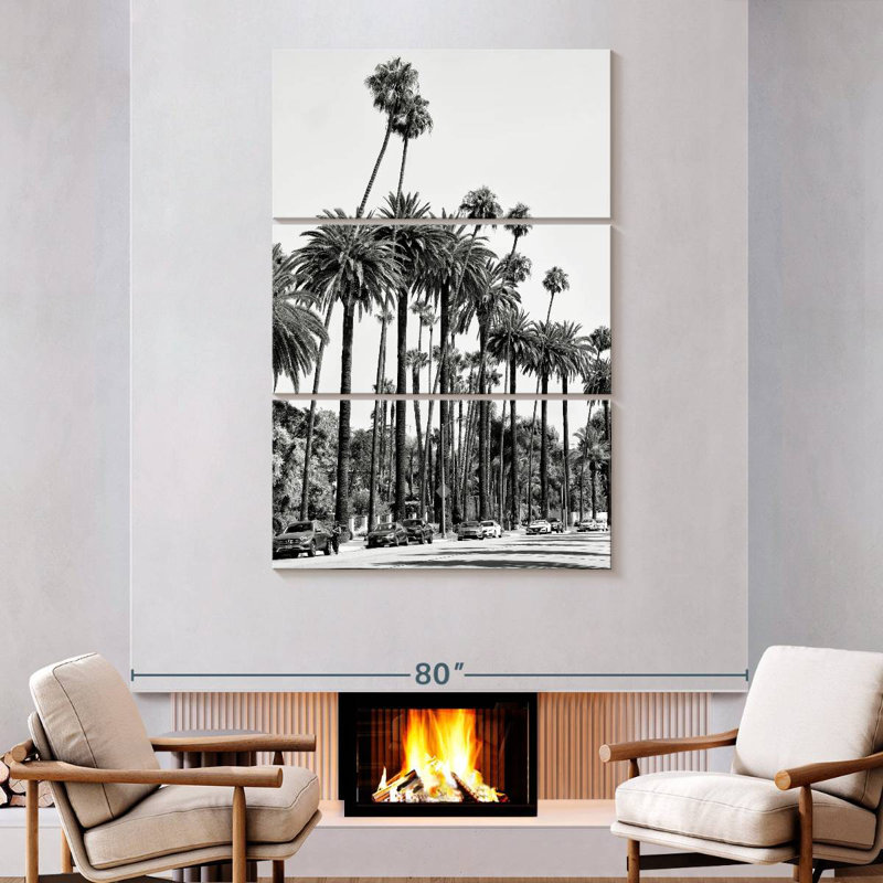 Sireci Black California LA's Palm Trees, 74" H x 48" W