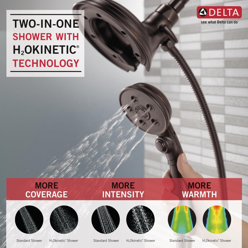 Universal Showering Components Multi Function Handheld Shower Head with H2okinetic Technology, Venetian Bronze