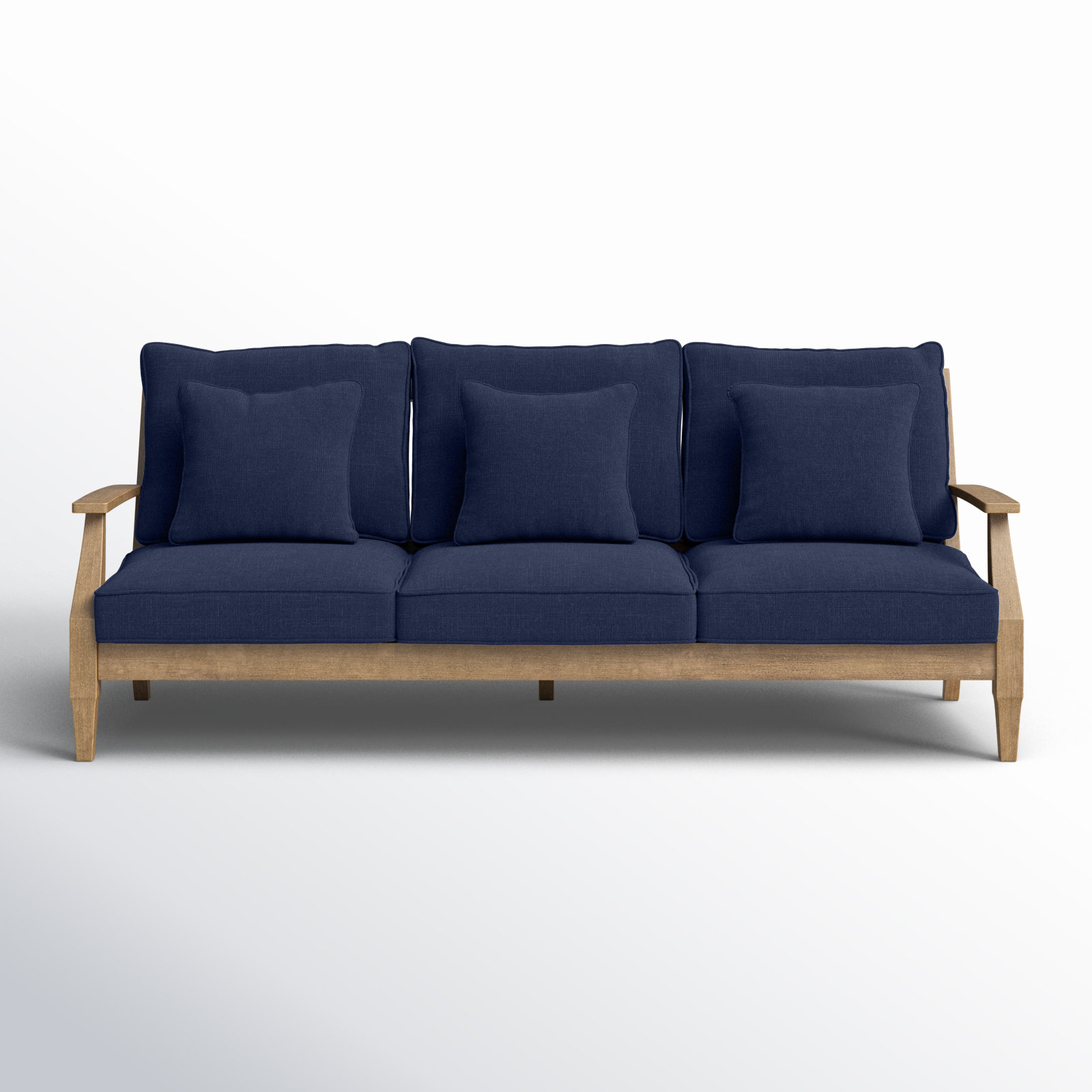 Samya 82" Eucalyptus Patio Sofa, Natural/Navy