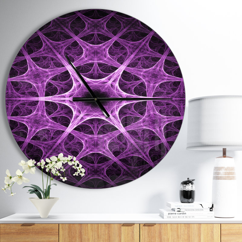 Abstrait fleur d'épine - horloge murale moderne, Grand, Mauve
