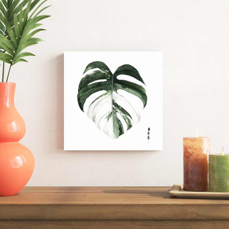 «Variegated Monstera I» par Grace Popp - peinture sur toile tendue, H 12 po x l 12 po
