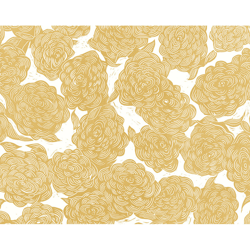 Roses Black Wall Mural, Yellow