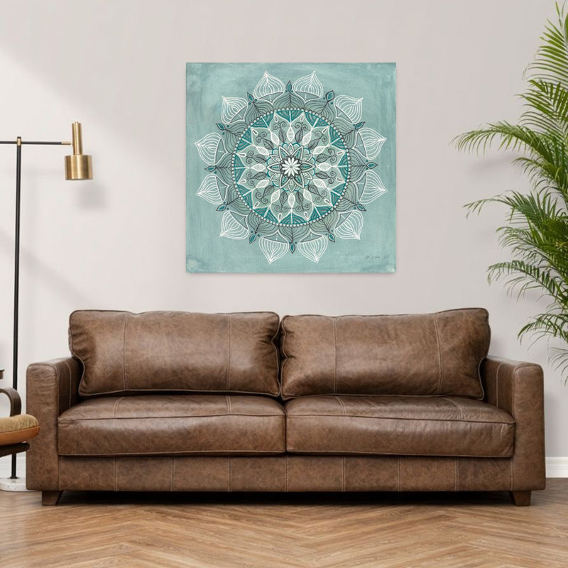 Mandala du désert, art floral vert, H 36 po x l 36 po