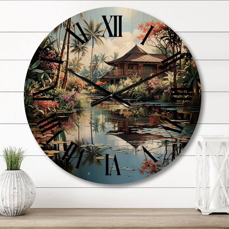 Horloge murale en bois massif Narding, Moyenne