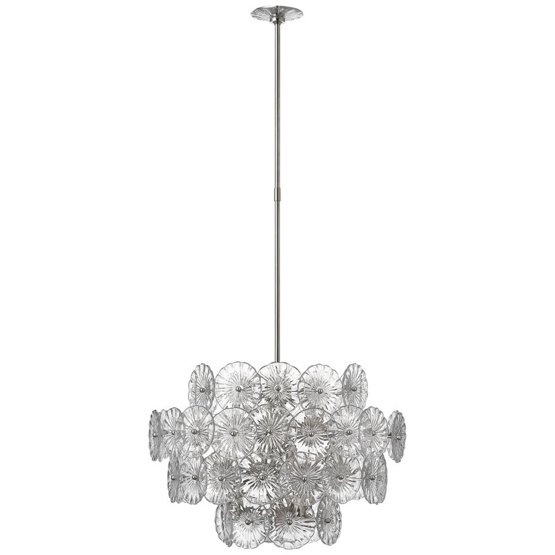 Julie Neill Gianna 24" Chandelie, Clear, Burnished Silver Leaf