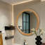 Miroir mural rond en bois