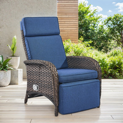 Valierius Outdoor Chaise Lounge Chair Adjustable 6-Position With Soft Cushions, Waterproof PE Wicker & Durable Metal Frame - Ideal For Poolside, Patio & Deck Relaxation