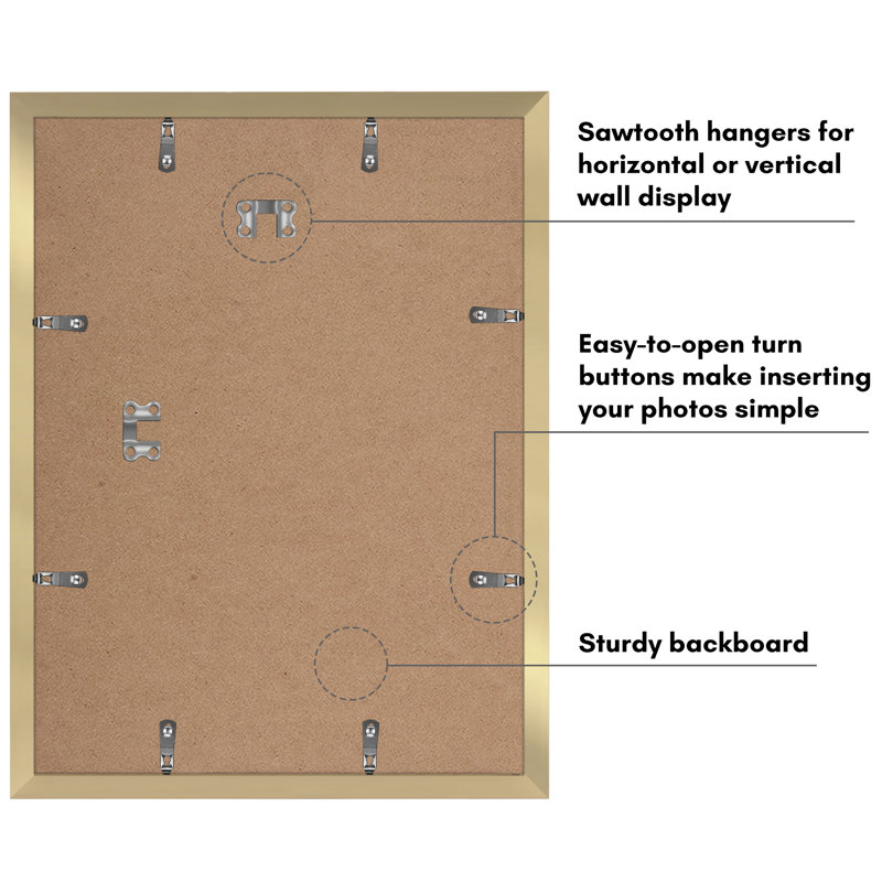 Gold 11x14 Picture Frame Set with Plexiglass Cover