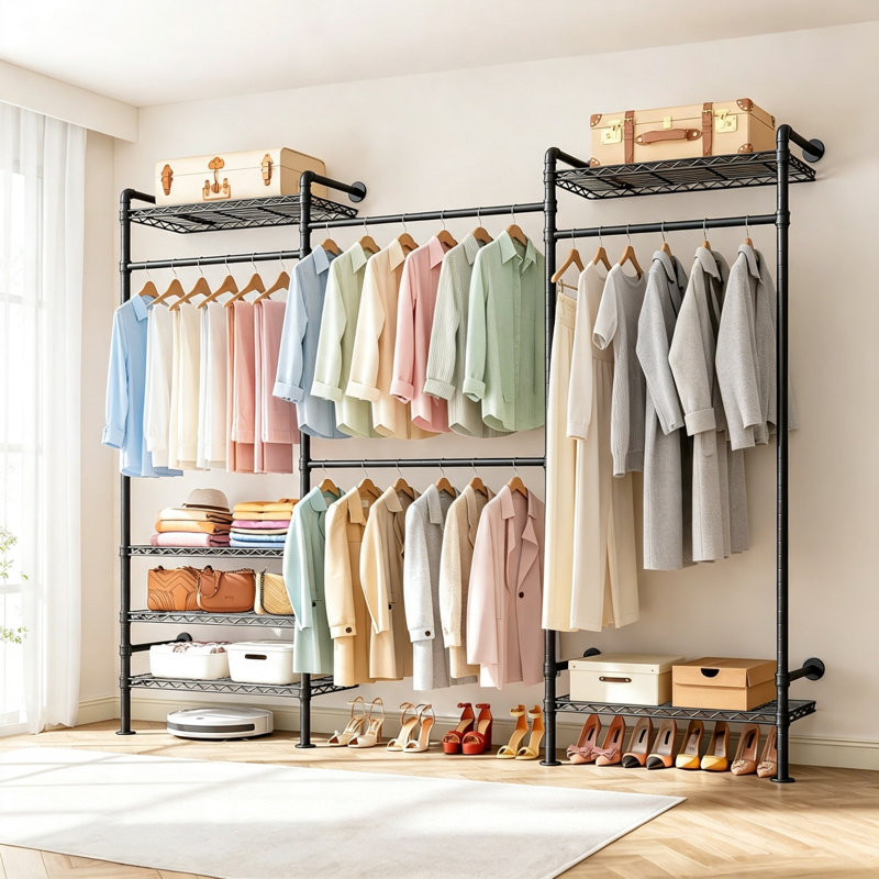 220cm Adjustable Wall Mounted Clothes Rack