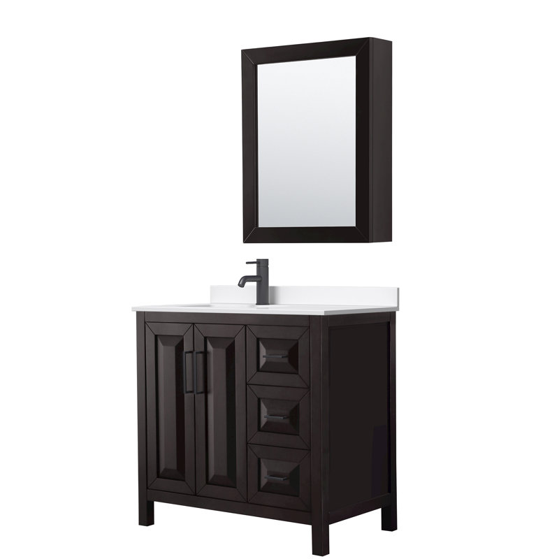 Daria 36'' W Vanity, Brown, Matte Black, Giotto Quartz