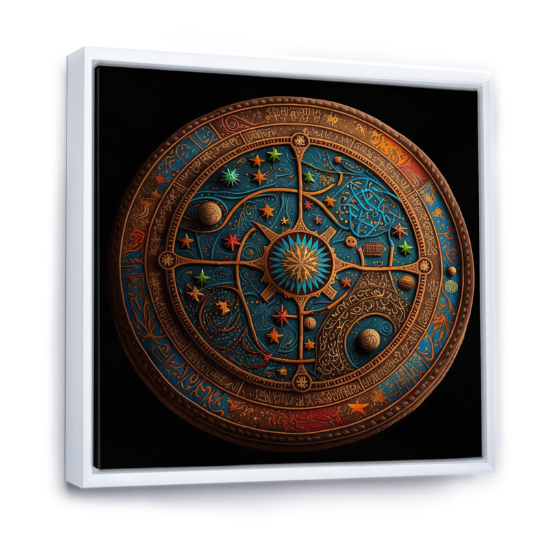 "Ancienne carte cosmique I", reproduction sur toile, Cadre flottant blanc, 24" H x 24" W