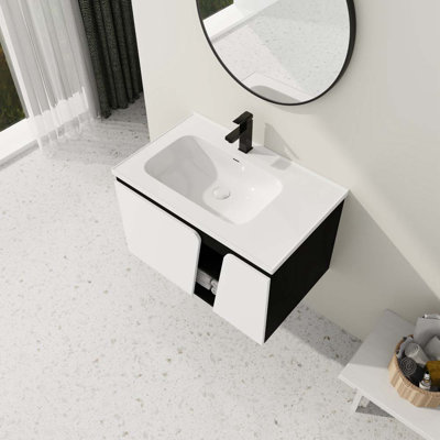 Meuble-lavabo simple 31,7 po avec plateau en céramique Anjanet