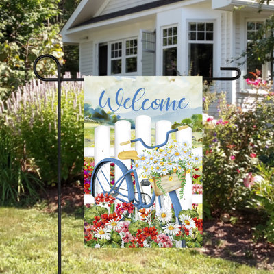 Drapeau de jardin blanc à clôture blanche 12,5 po x 18 po