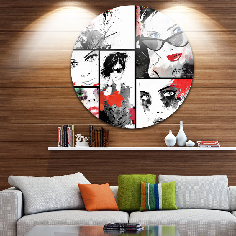 «Beautiful Face Collage», peinture, H 23 po x l 23 po x P 1 po, Métal