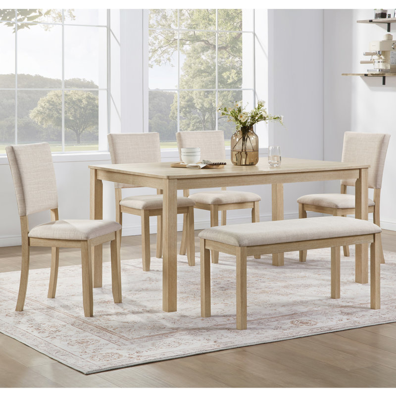 6 Piece Dining Table Set With Bench