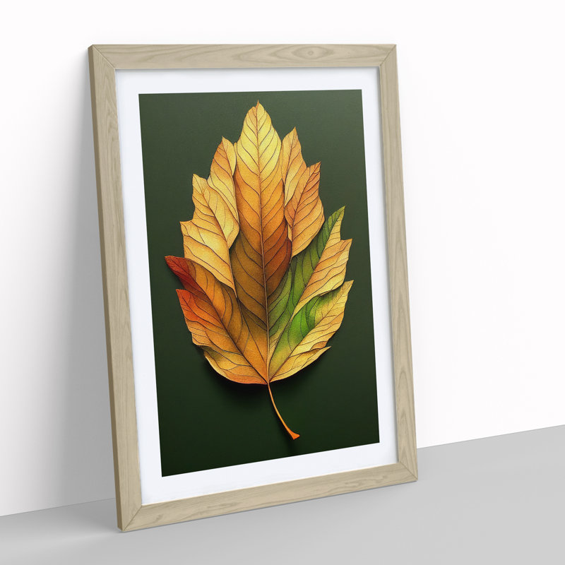 Autumn Leaf No.2 - Single Picture Frame Print, 34cm H x 25cm W x 2cm D, Oak Framed