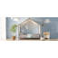Lit de sol avec baldaquin Montessori, structure de lit simple-327647399-327648088