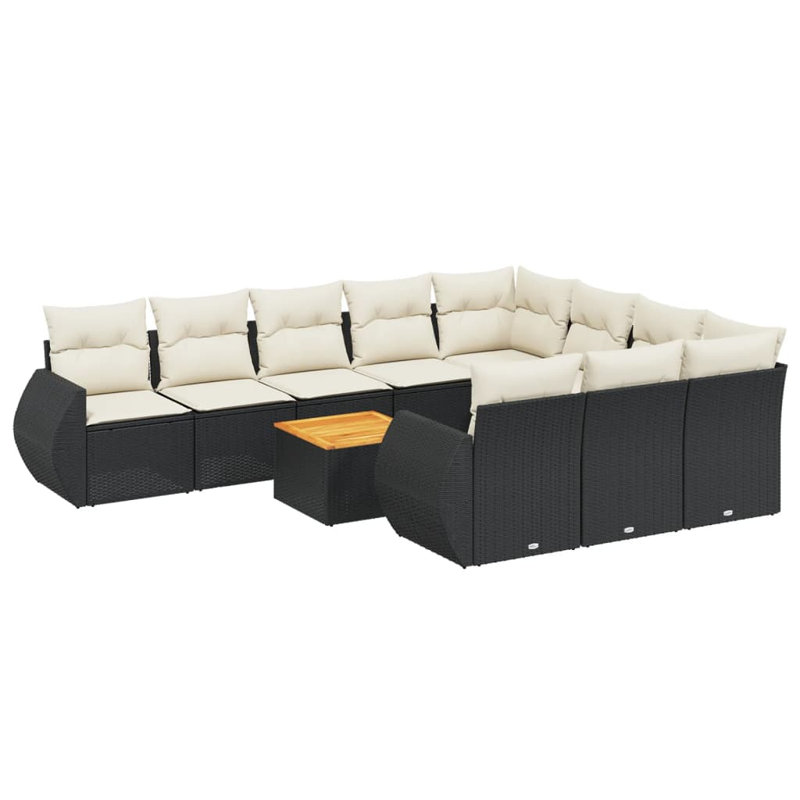 Ensemble de canapé de jardin Vidaxl noir, blanc crème