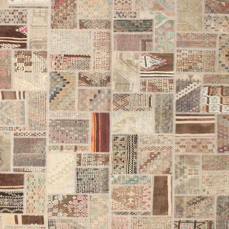 Tapis brun/vert/gris zone contemporaine, Carré 5 pi