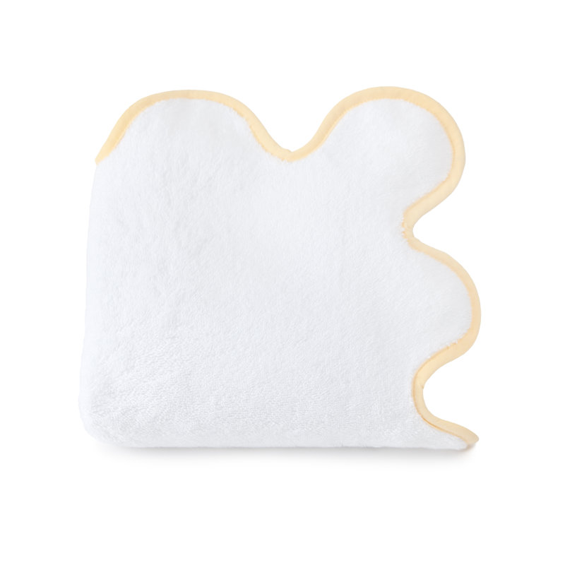 Scalloped Hand Towel, White/Yellow, Hand Towel