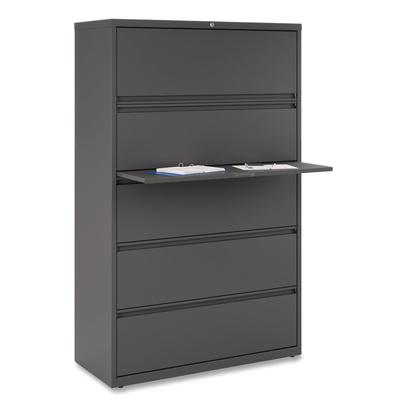 Charcoal 42'' Wide 5-Drawer Lockable Steel File Cabinet