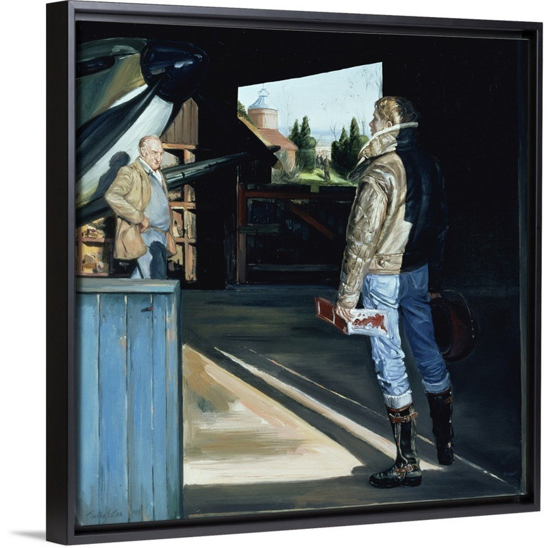 Le visiteur par Timothy Easton - reproduction d'art sur toile bottes, H 26 po x l 26 po x P 1,75 po, Cadre flottant noir