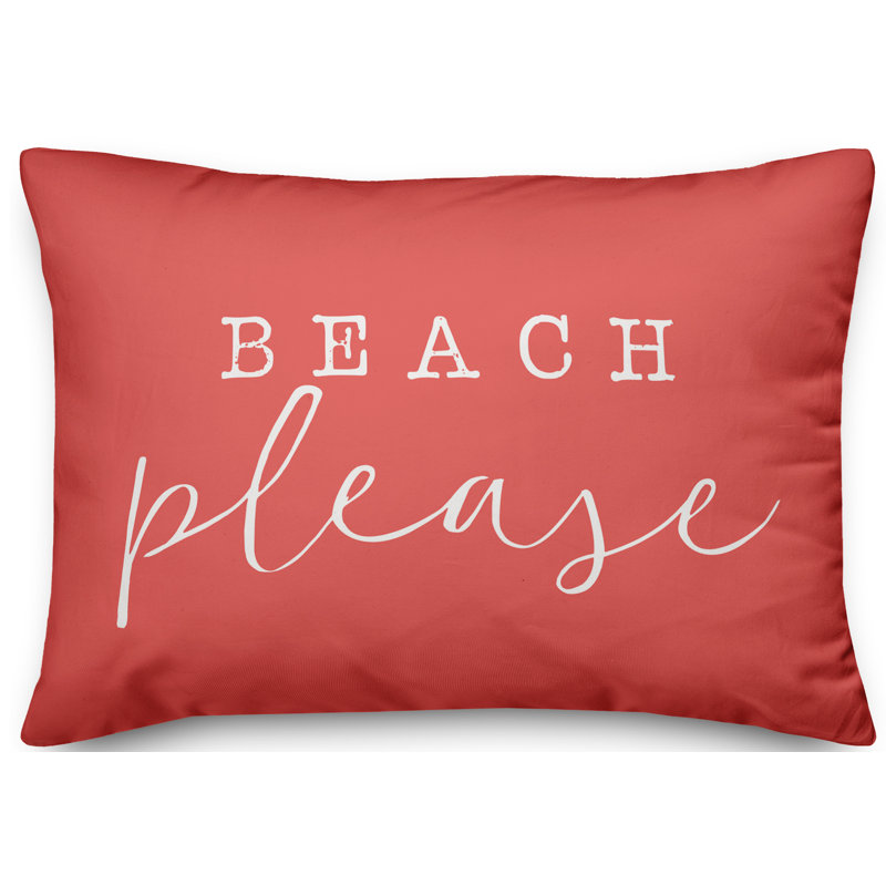  Beach Please Outdoor Rectangular Pillow Cover & Insert, Coral