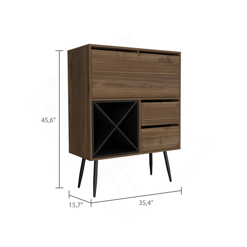 Armoire bar 4 tiroirs Wenge