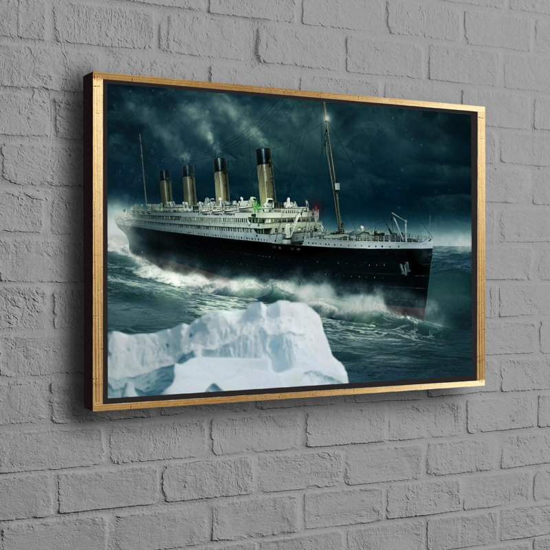 Contemporary Ship Landscape Poster Wall Hanging with Personalized Gifting Option and Coastal Art Decor, 60 cm H x 90 cm W