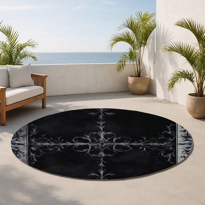 Tapis intérieur et extérieur Shadow Waltz, Rond 5 pi