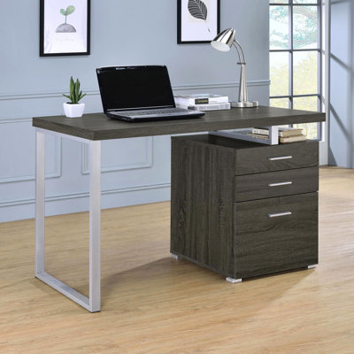 Contemporary 3 Desk In Grey - Spacious Work Surface & Style Modern Weathered Storage