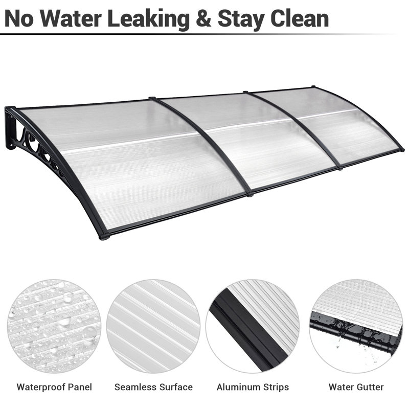 Yescom 38'' W x 9.8'' D Plastic Cover Retractable Patio Awning, White