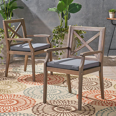 2 Pieces Wood Dining Chairs With Cushions